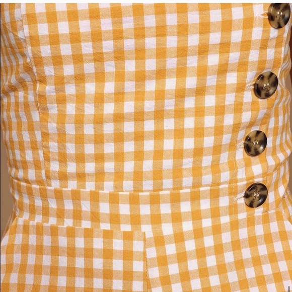 Lulus Skyline Mustard Yellow Gingham Strapless Culotte Jumpsuit - Picture 6 of 10